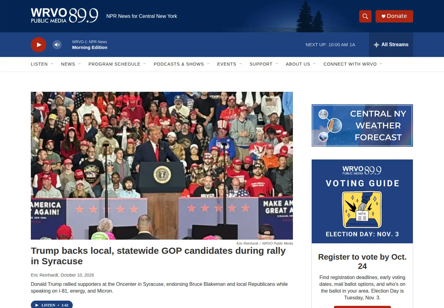 Screenshot of wrvo.org