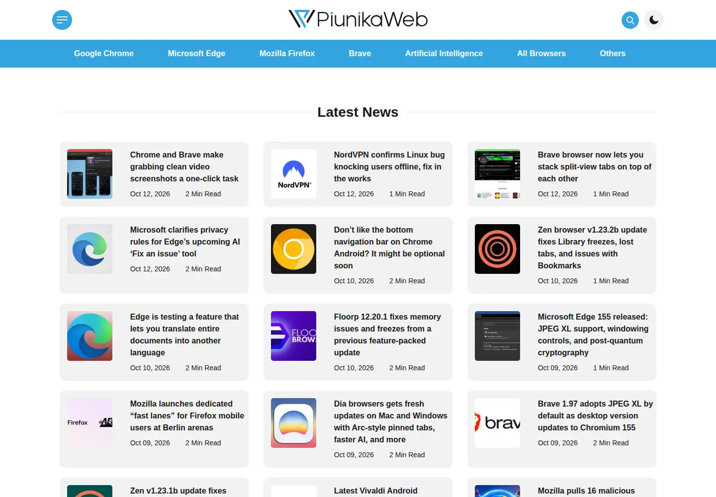 Screenshot of piunikaweb.com