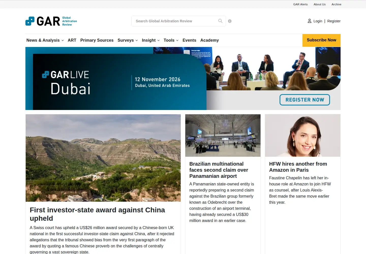 Screenshot of globalarbitrationreview.com