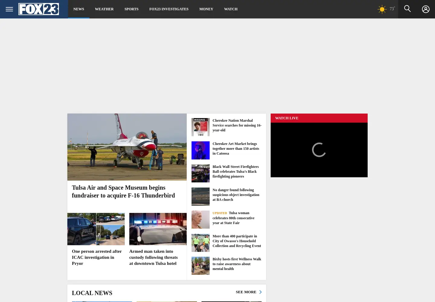 Screenshot of fox23.com