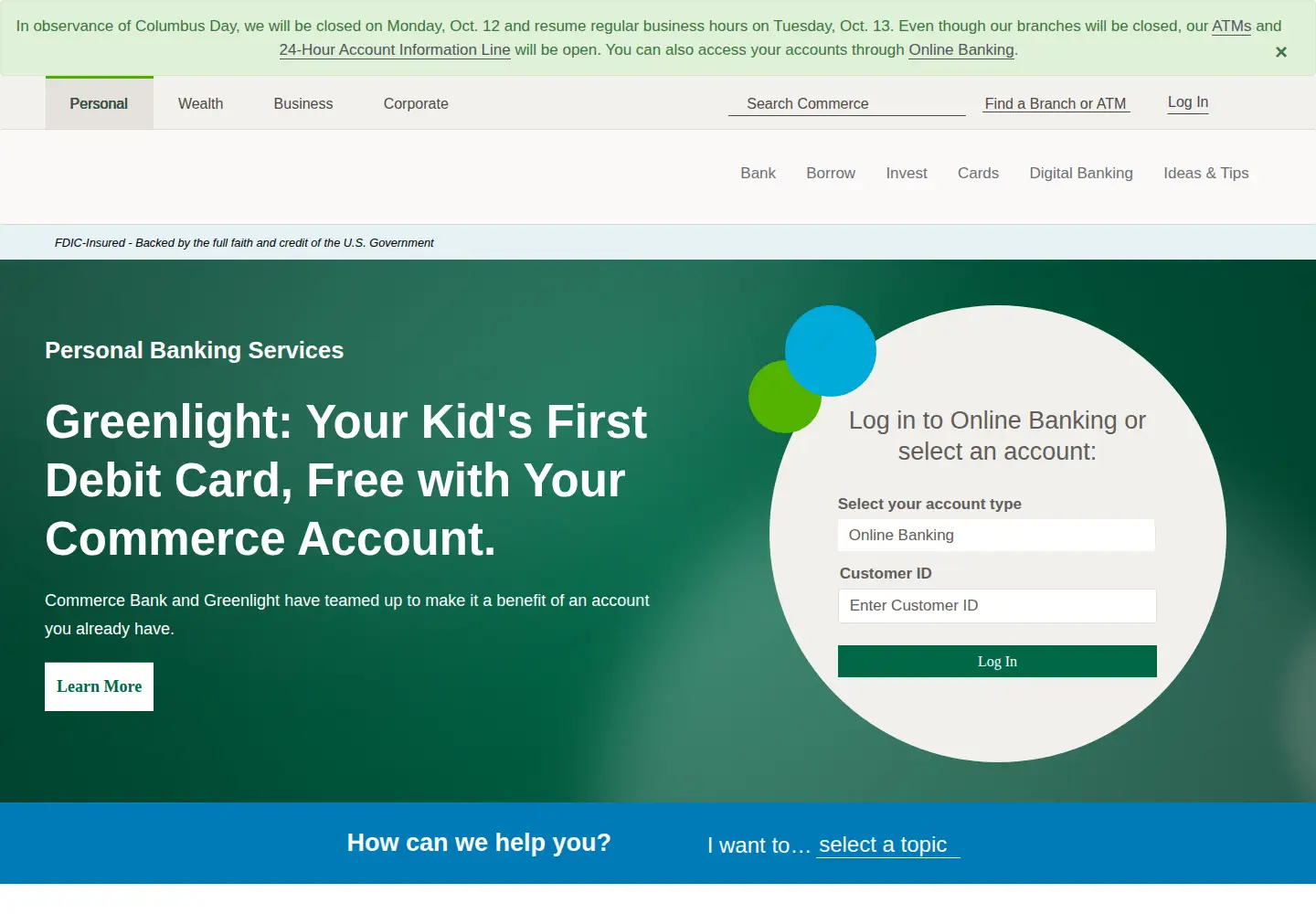 Screenshot of commercebank.com