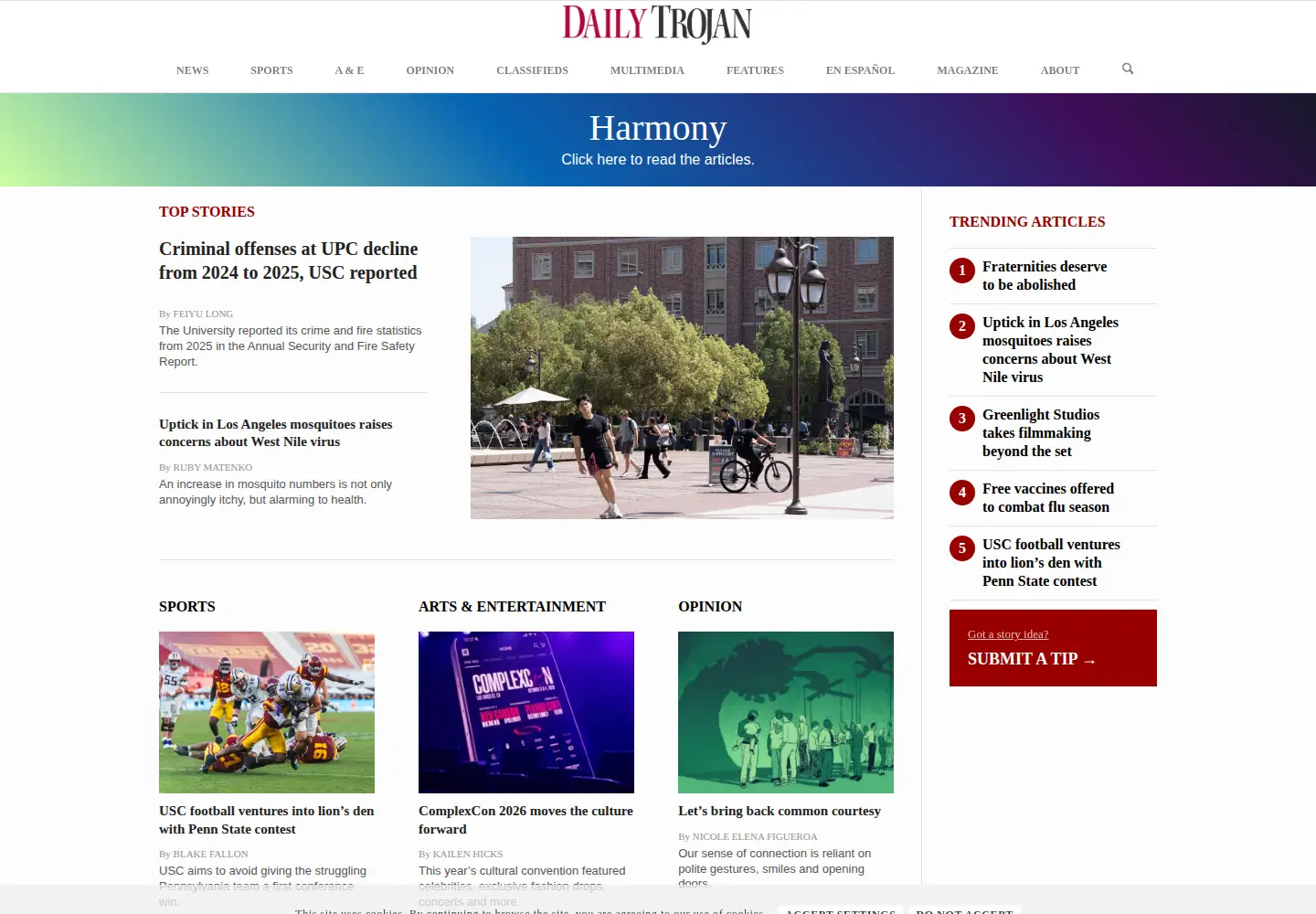 Screenshot of dailytrojan.com