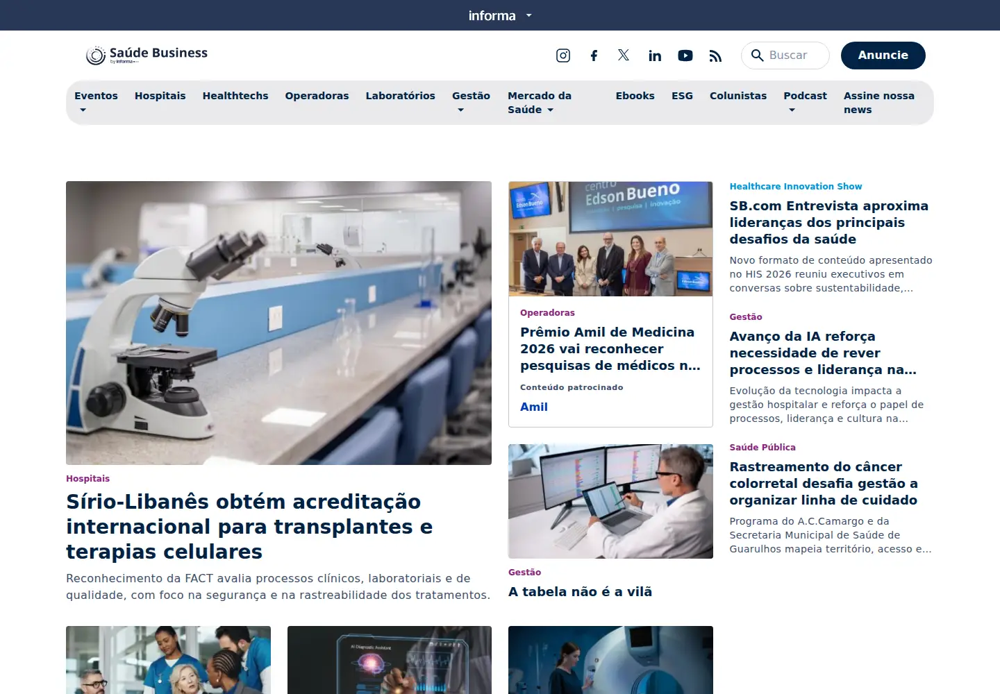 Captured homepage of saudebusiness.com in the current scan
