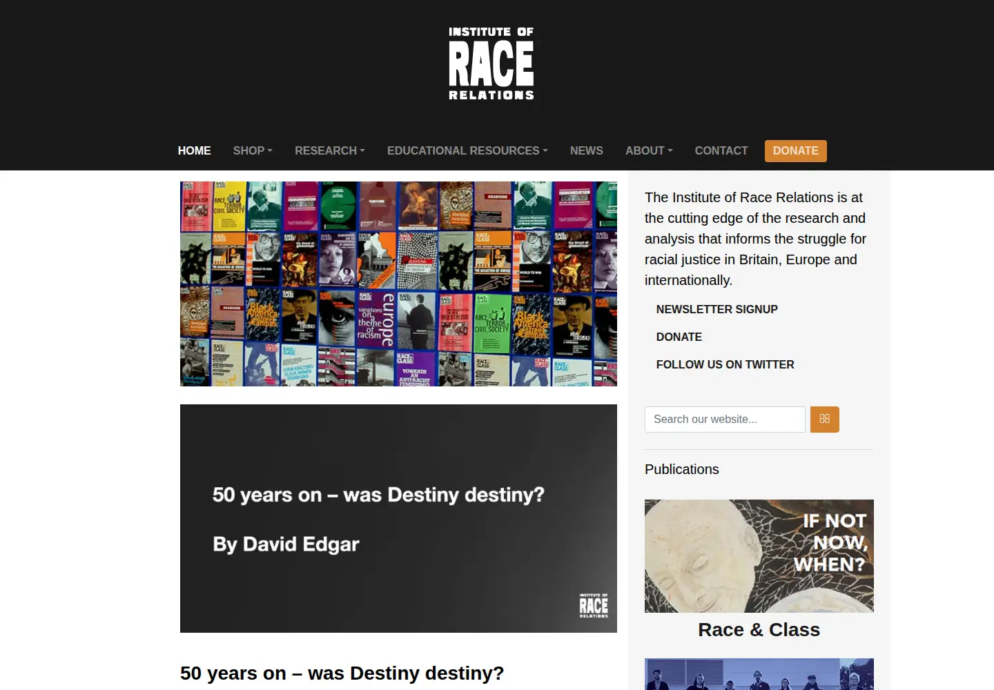 Captured homepage of irr.org.uk in the current scan
