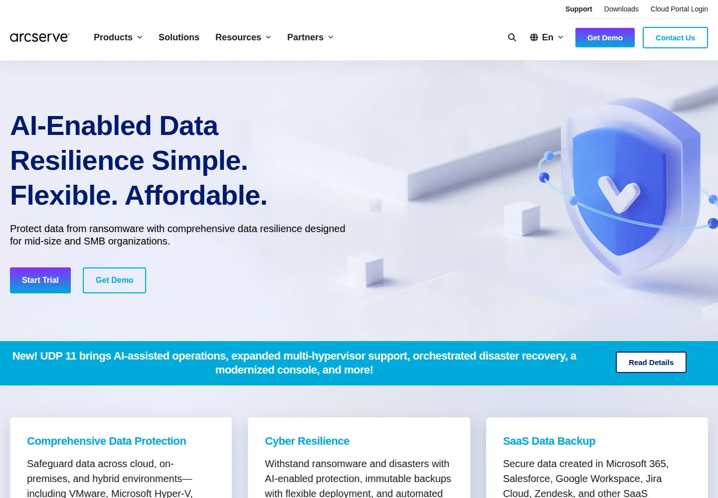 Screenshot of arcserve.com