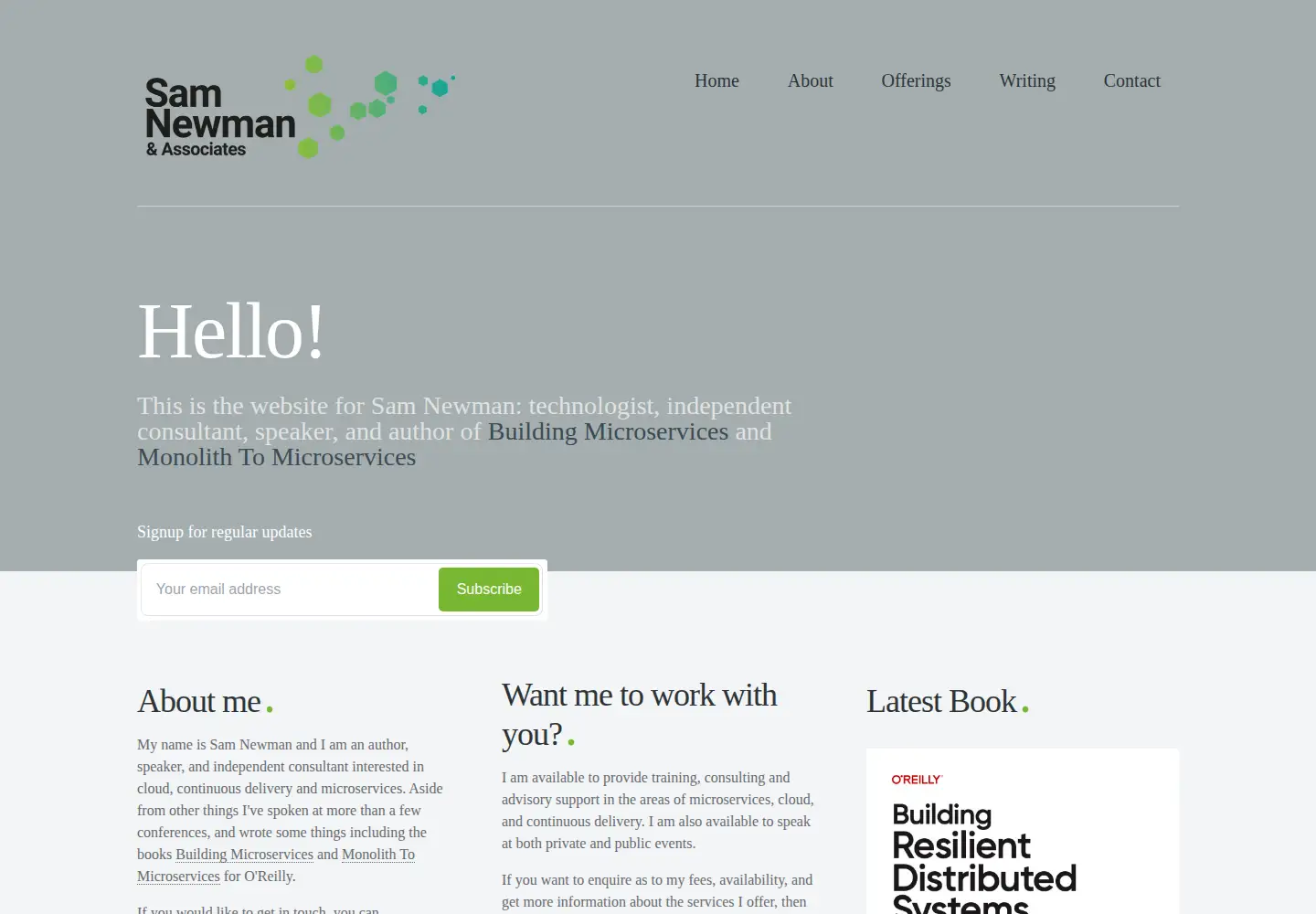 Captured homepage of samnewman.io in the current scan