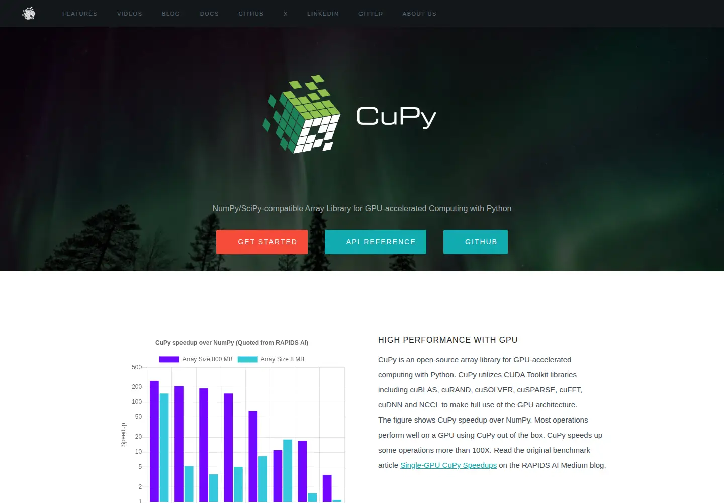 Screenshot of cupy.dev