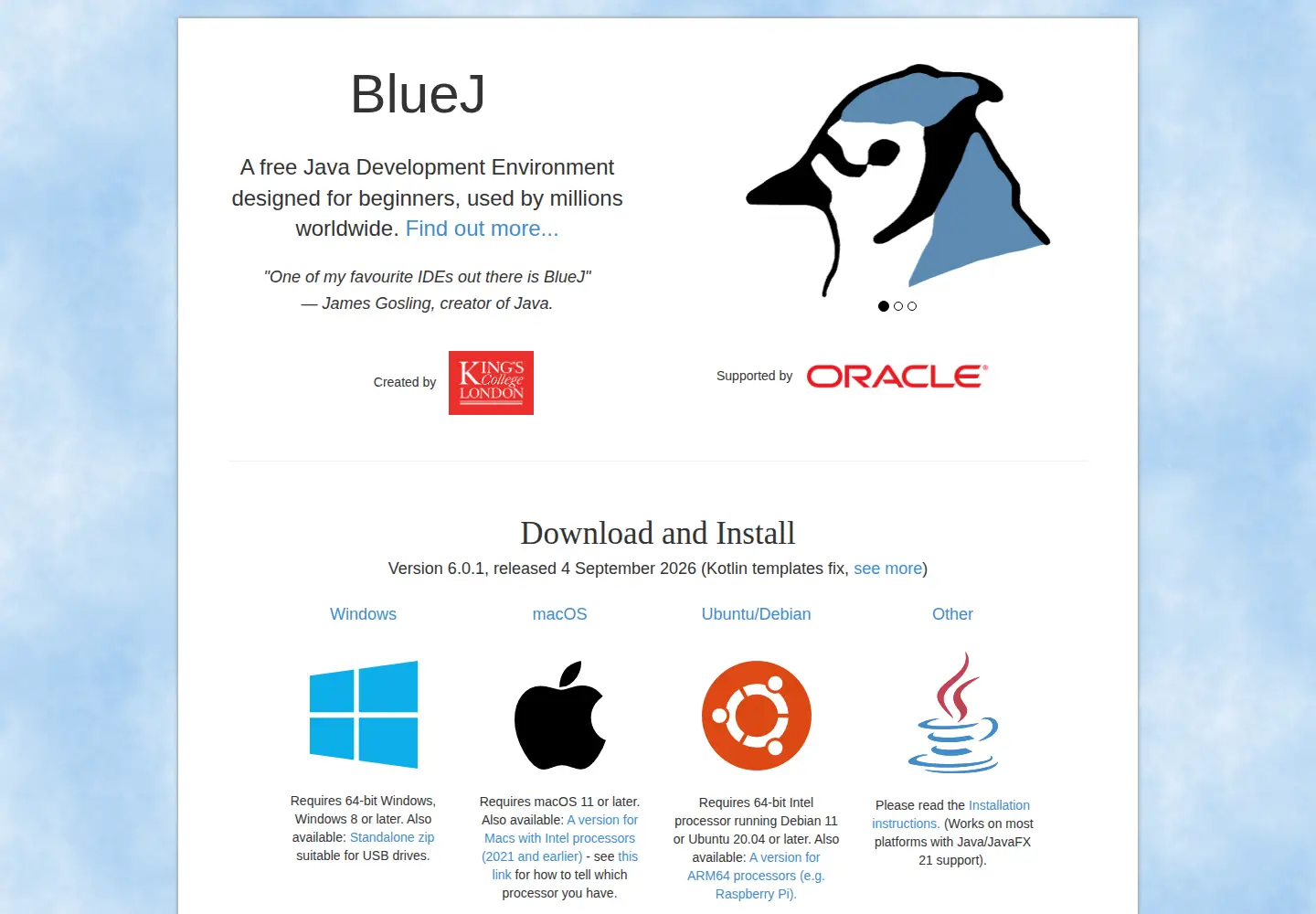 Screenshot of bluej.org