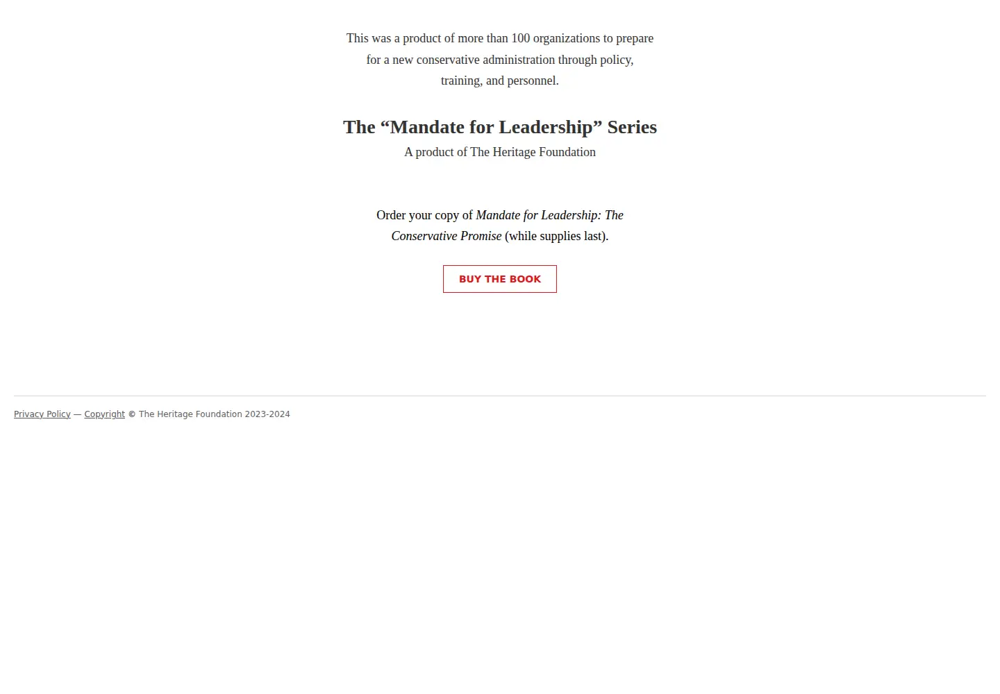 Screenshot of project2025.org