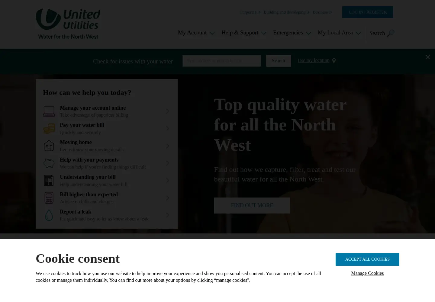 Screenshot of unitedutilities.com