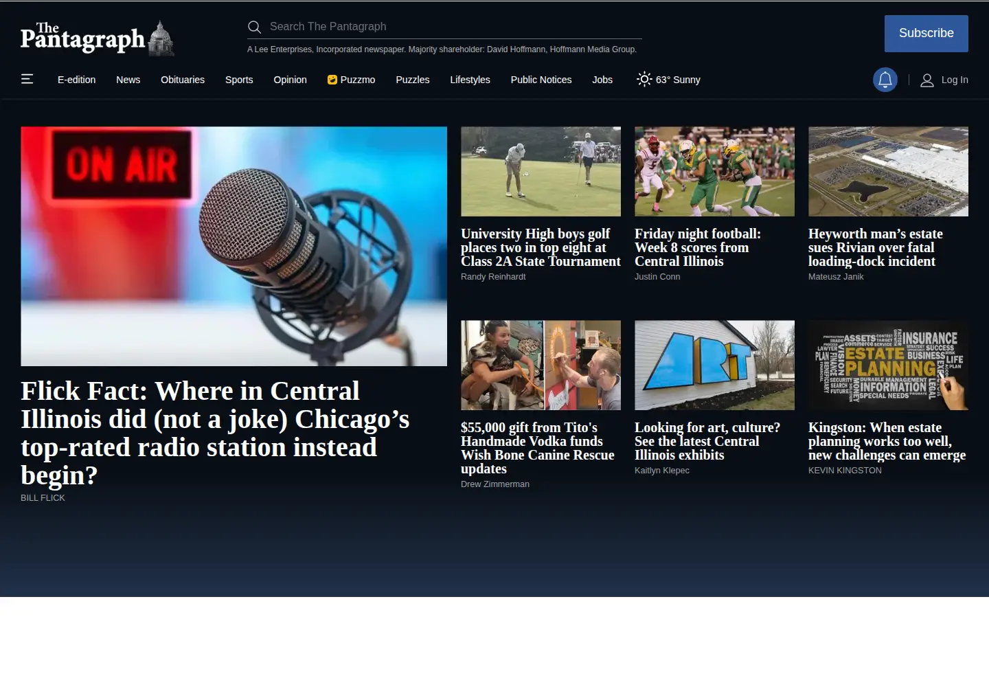 Captured homepage of pantagraph.com in the current scan