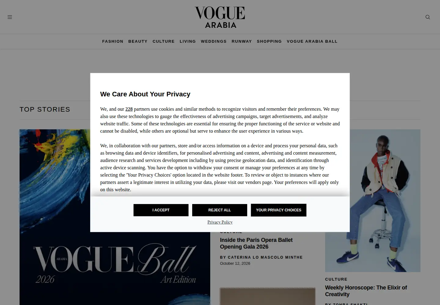 Screenshot of voguearabia.com