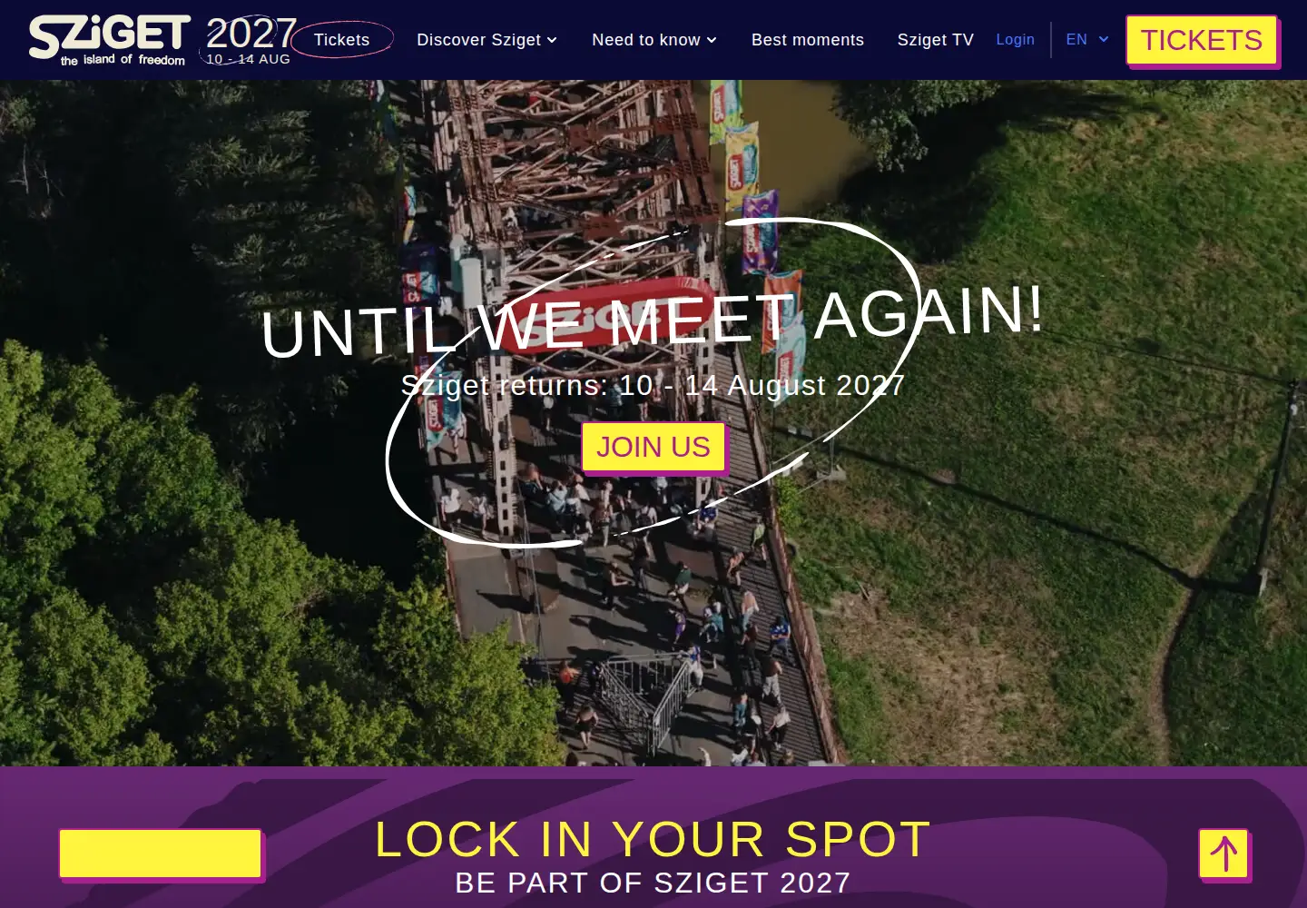 Captured homepage of szigetfestival.com in the current scan