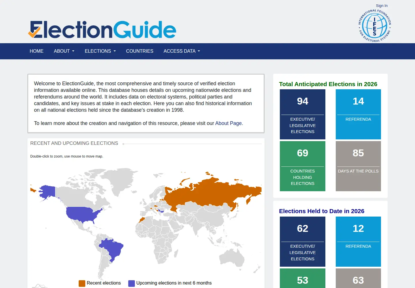 Screenshot of electionguide.org