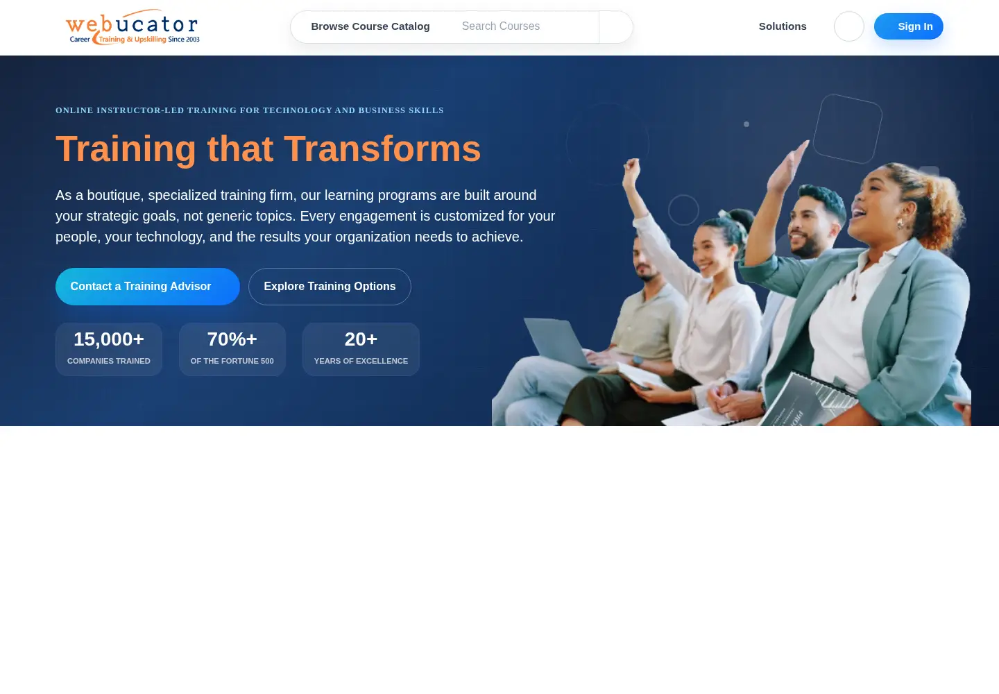 Captured homepage of webucator.com in the current scan