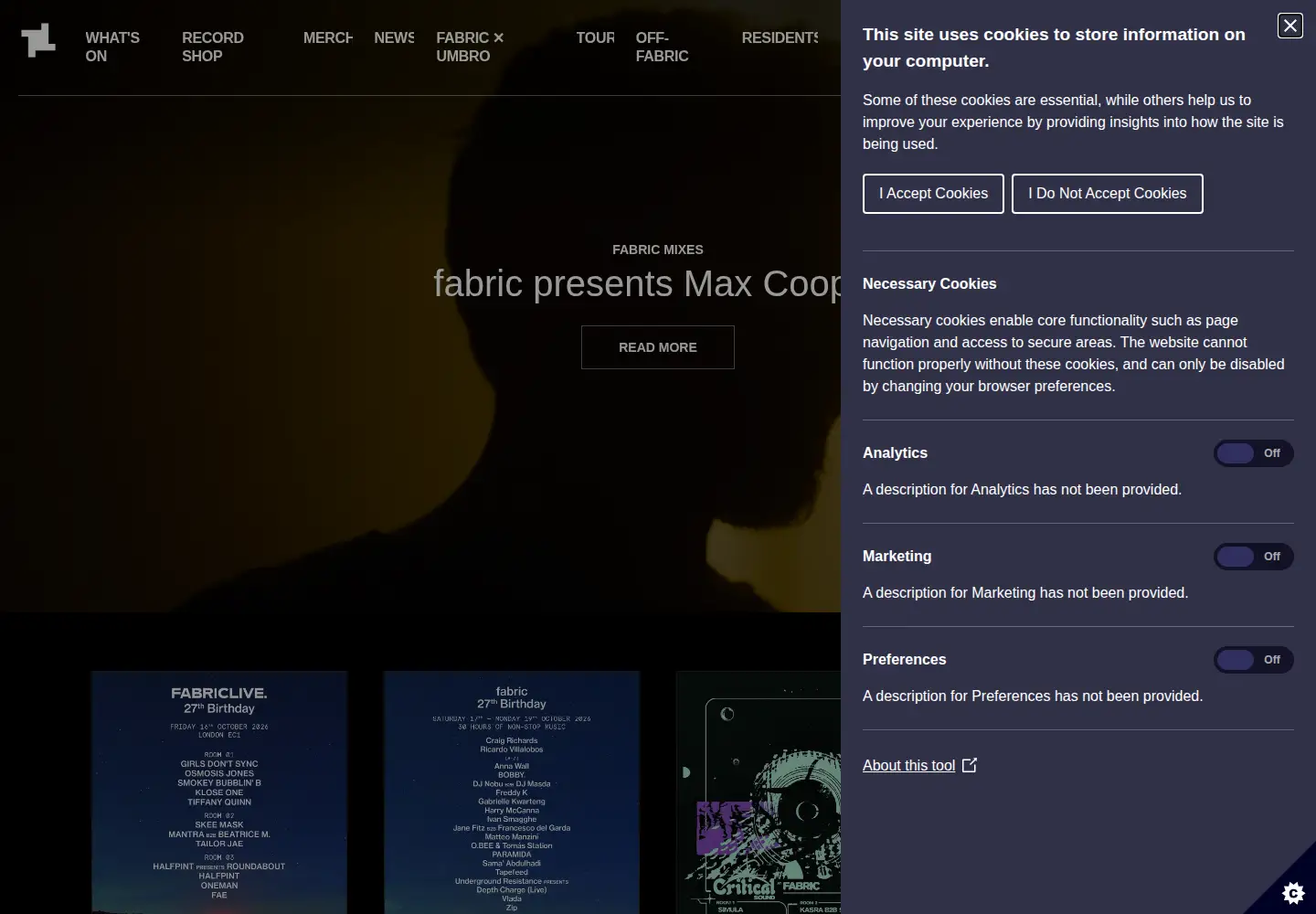 Captured homepage of fabriclondon.com in the current scan
