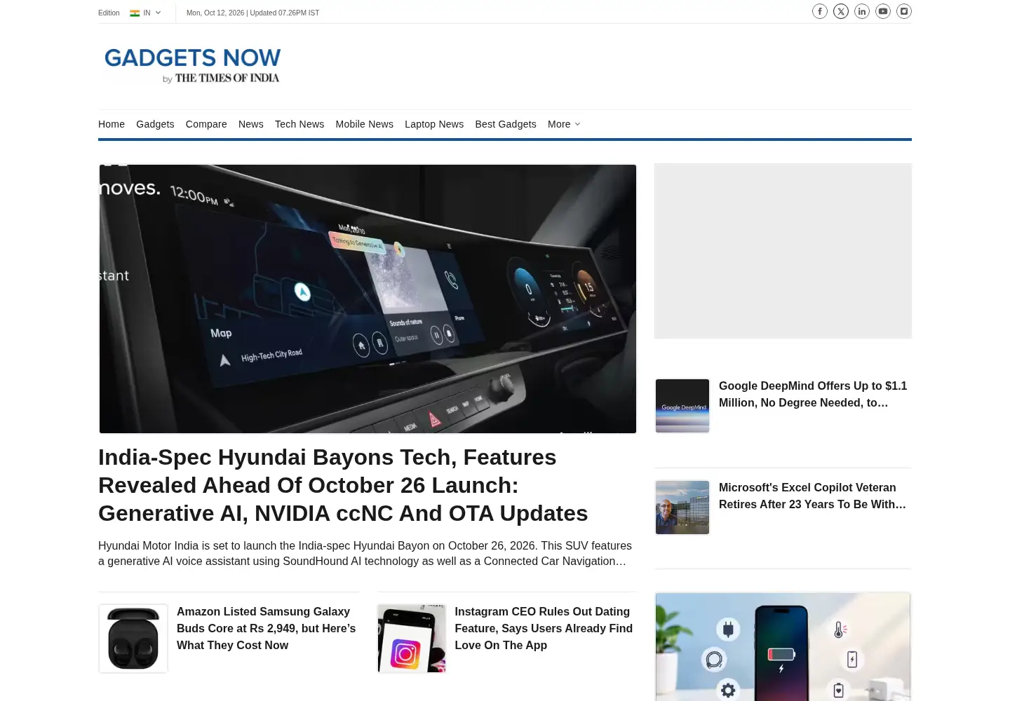Screenshot of gadgetsnow.com