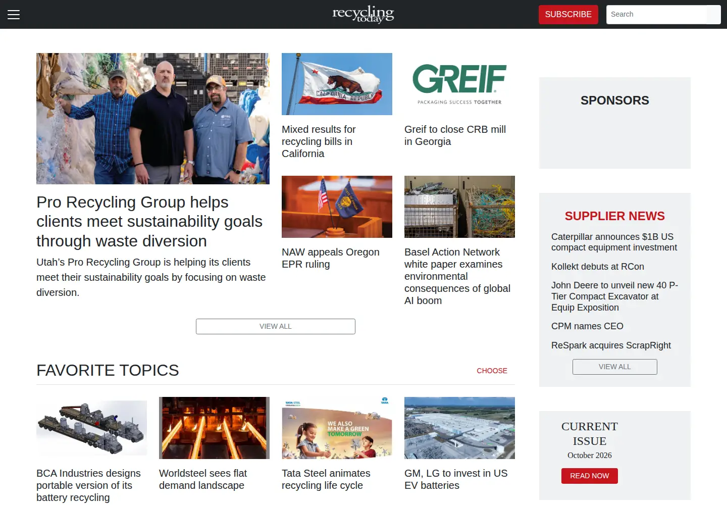 Screenshot of recyclingtoday.com