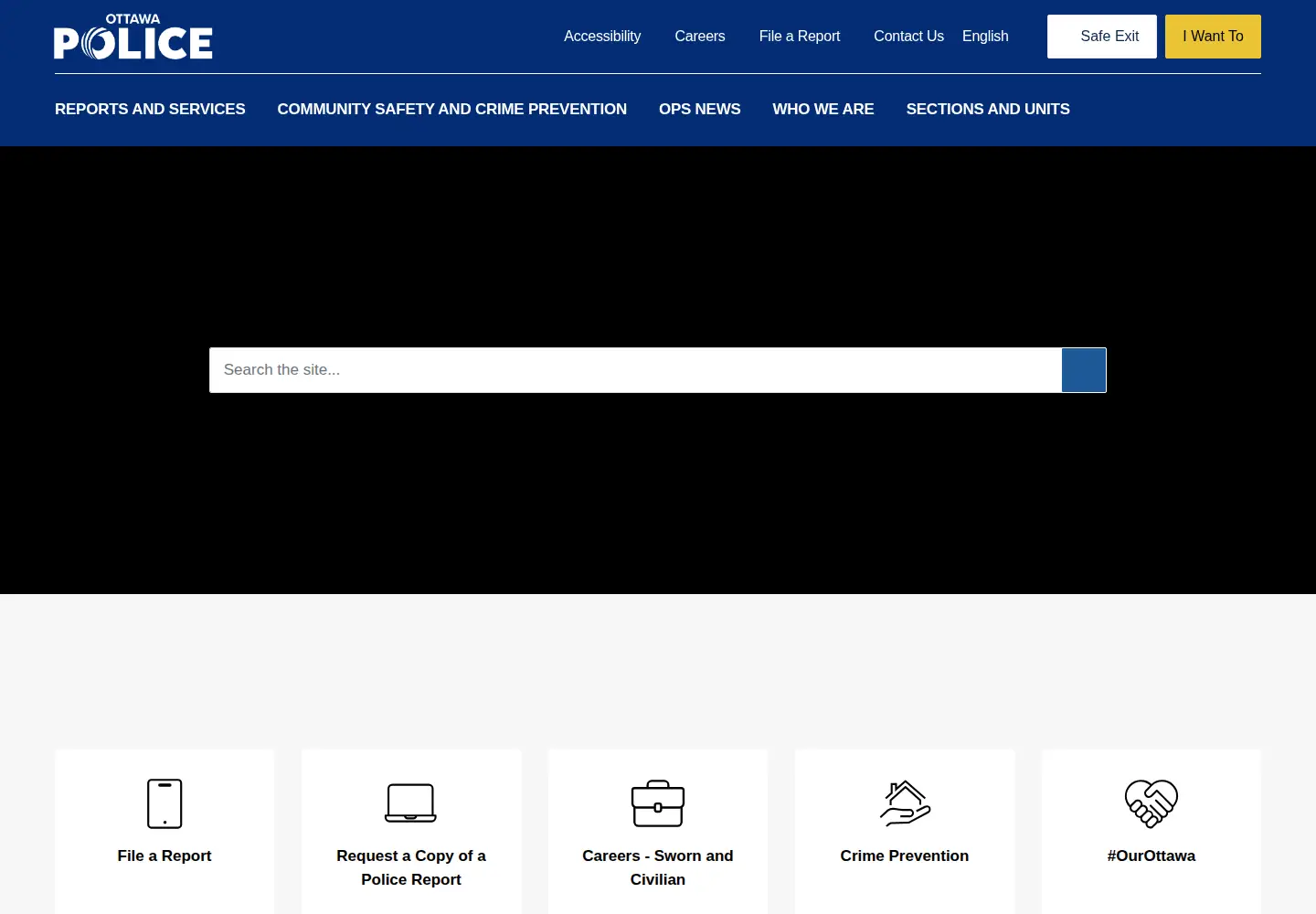 Captured homepage of ottawapolice.ca in the current scan