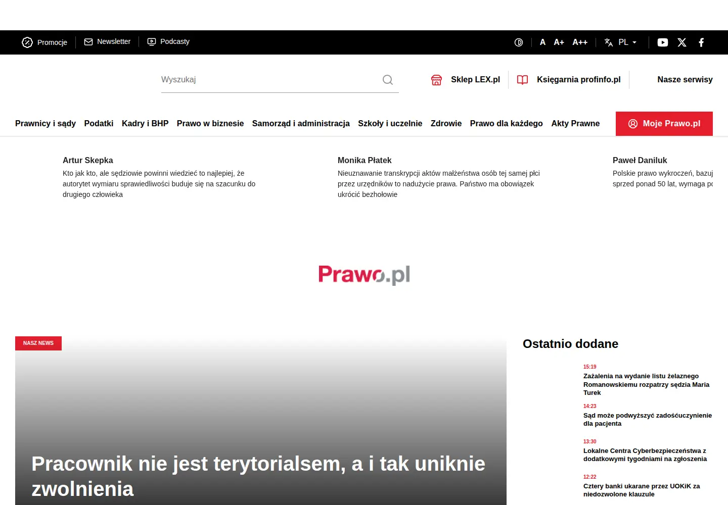 Captured homepage of prawo.pl in the current scan