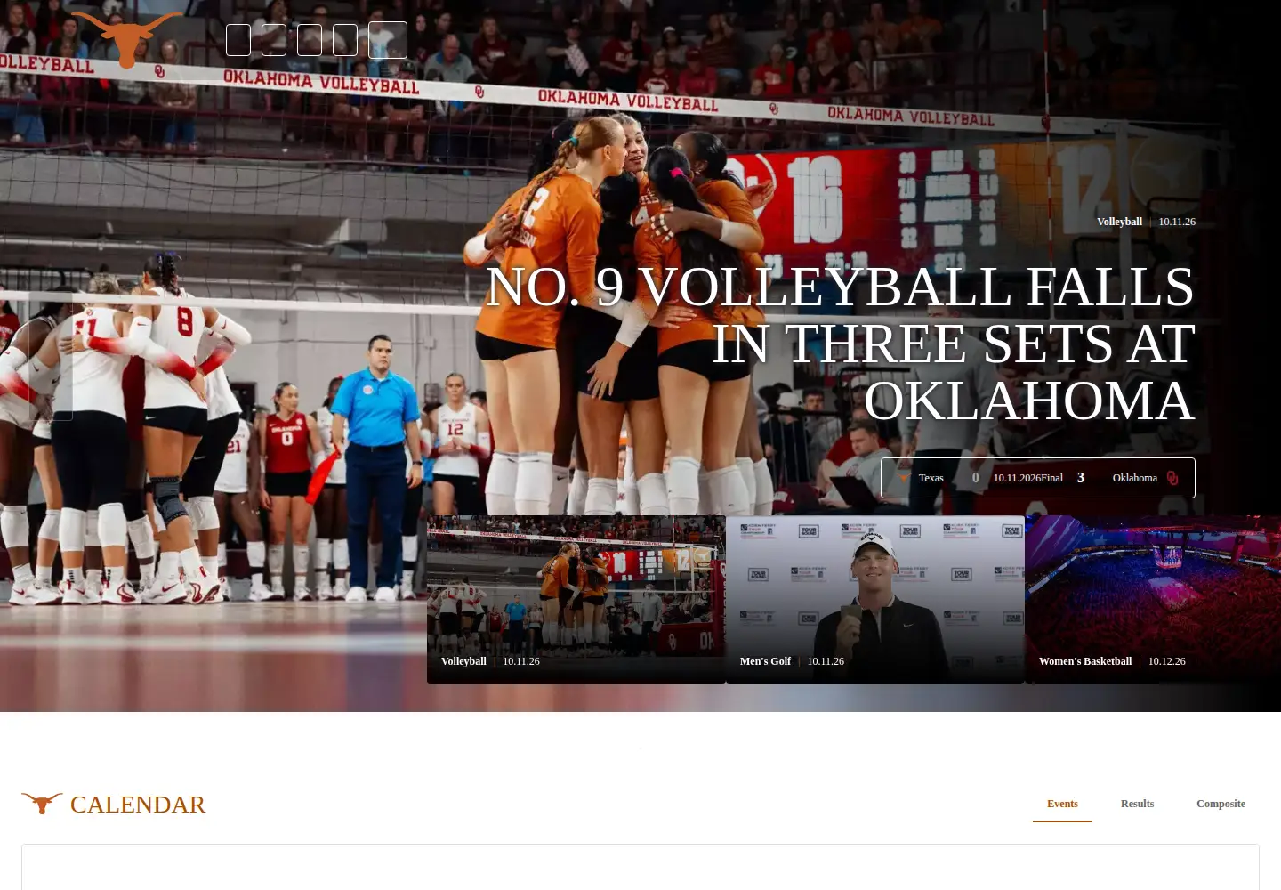Screenshot of texaslonghorns.com