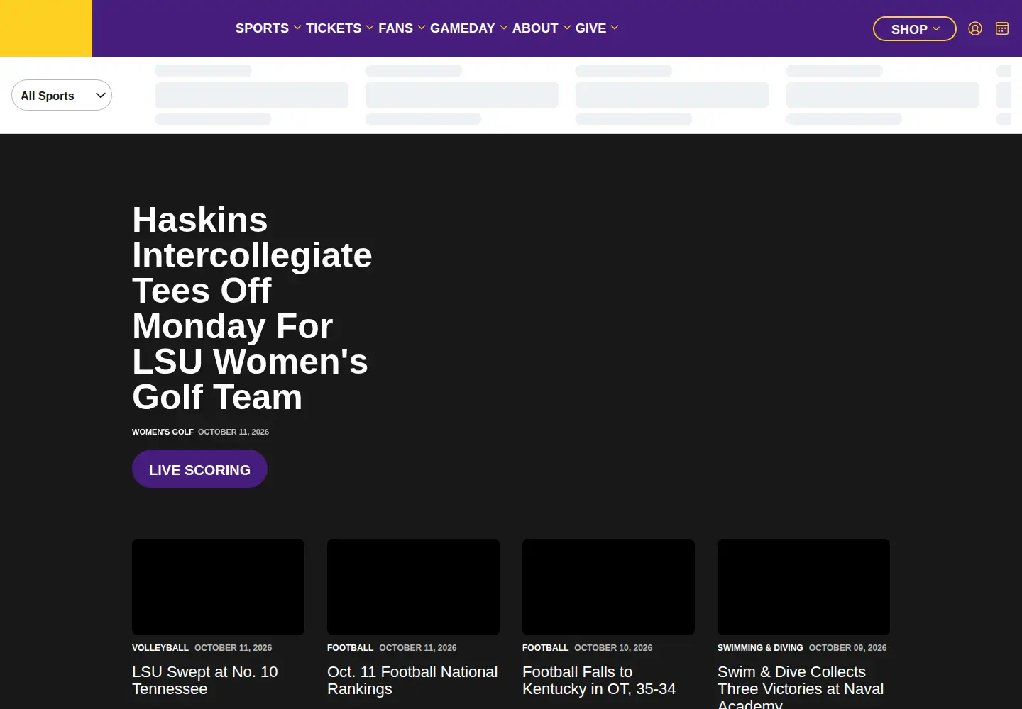 Screenshot of lsusports.net