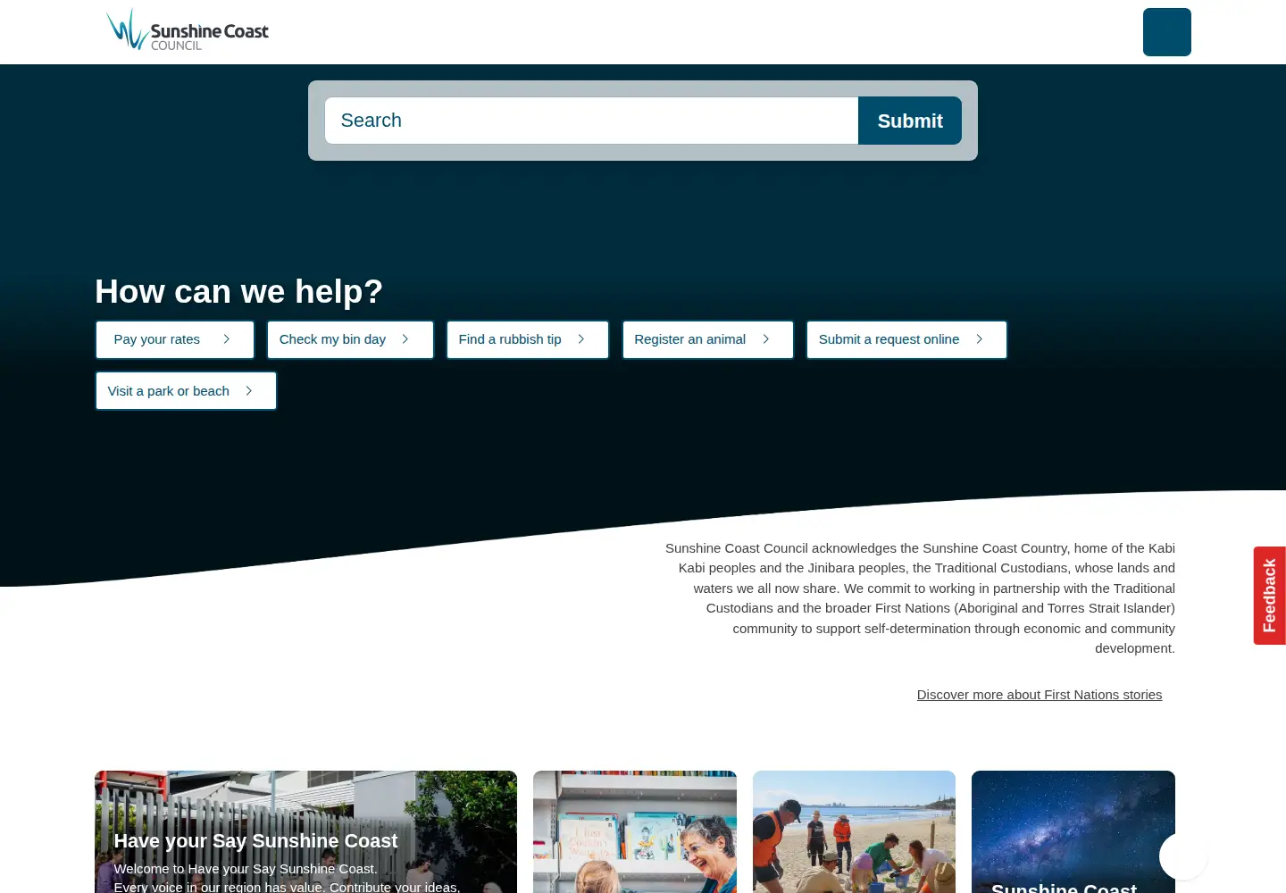 Screenshot of sunshinecoast.qld.gov.au