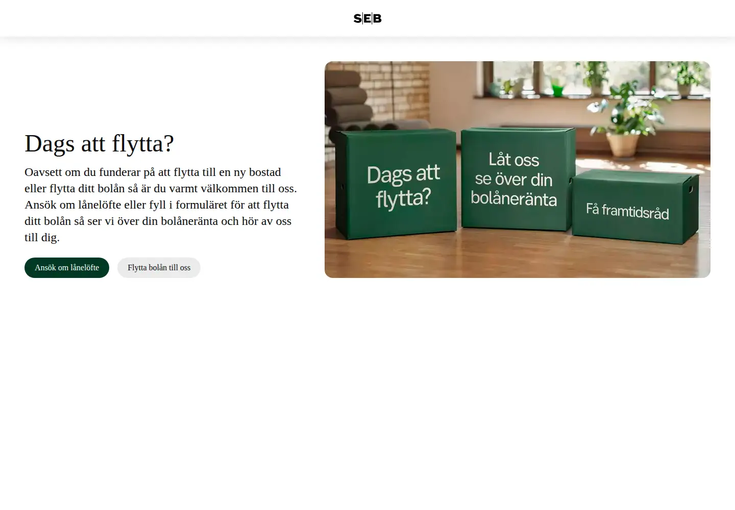 Captured homepage of seb.se in the current scan