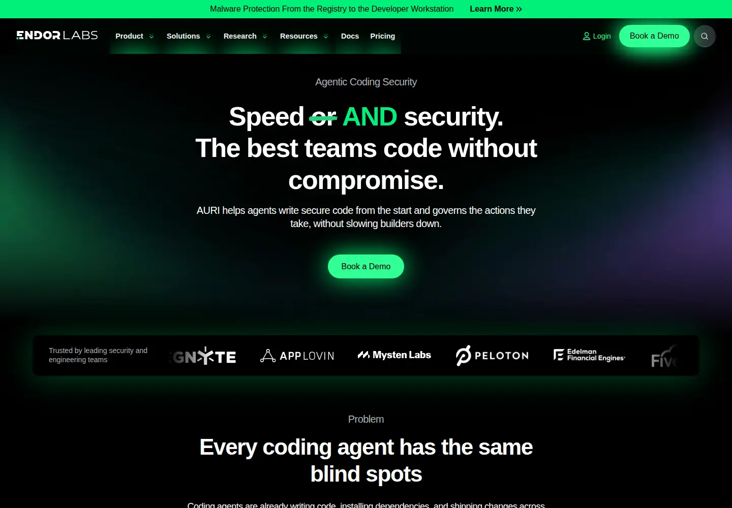 Captured homepage of endorlabs.com in the current scan