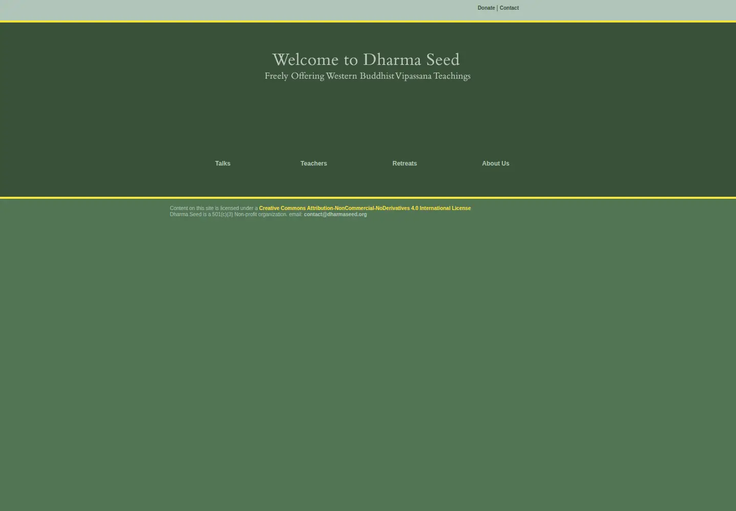 Captured homepage of dharmaseed.org in the current scan