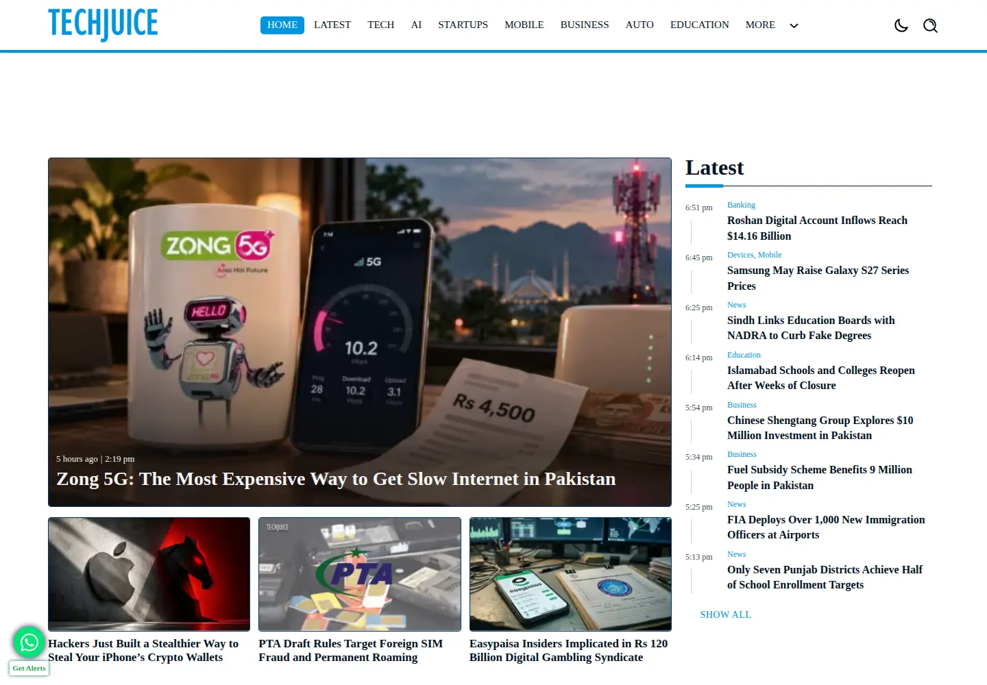 Screenshot of techjuice.pk