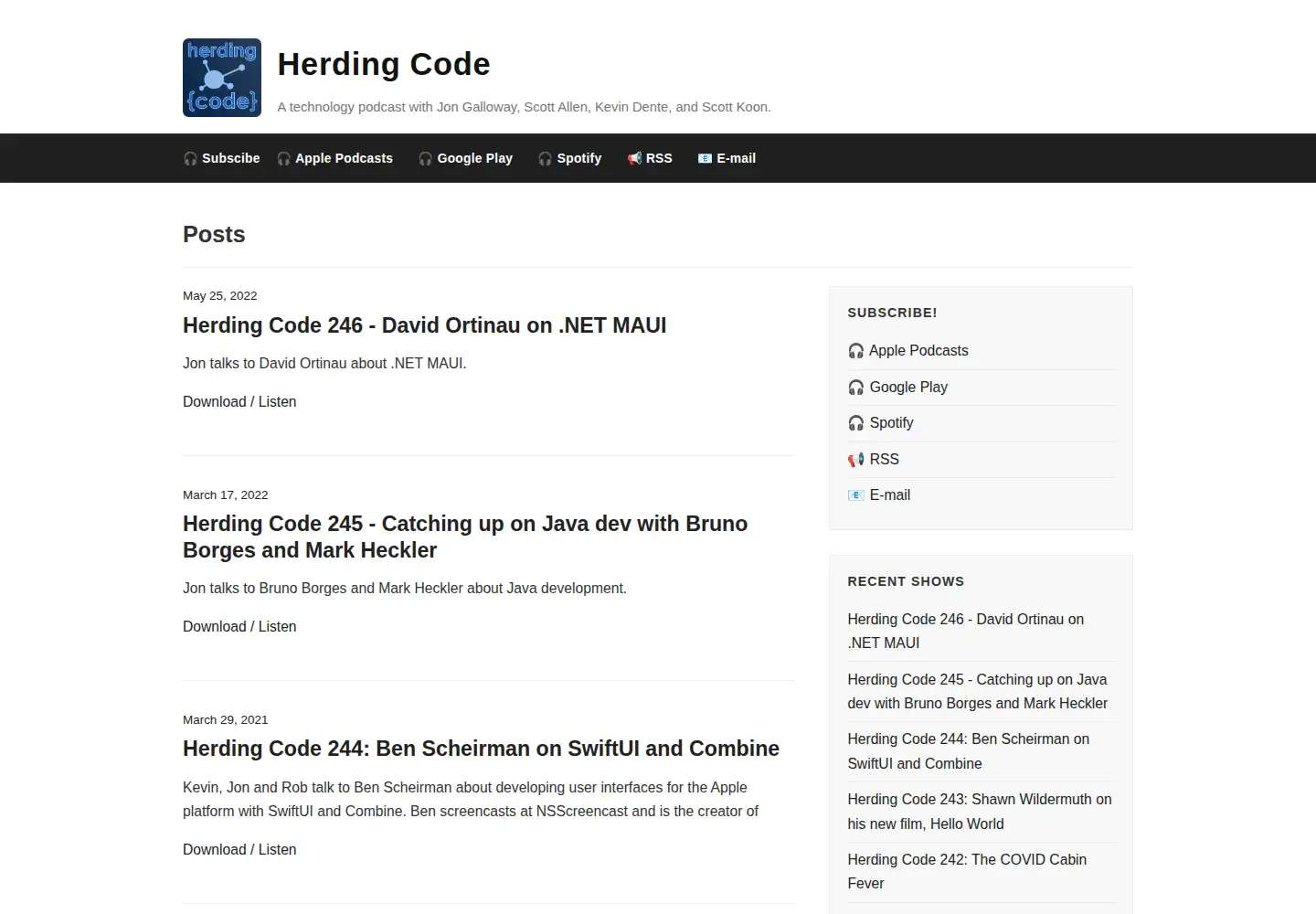 Screenshot of herdingcode.com