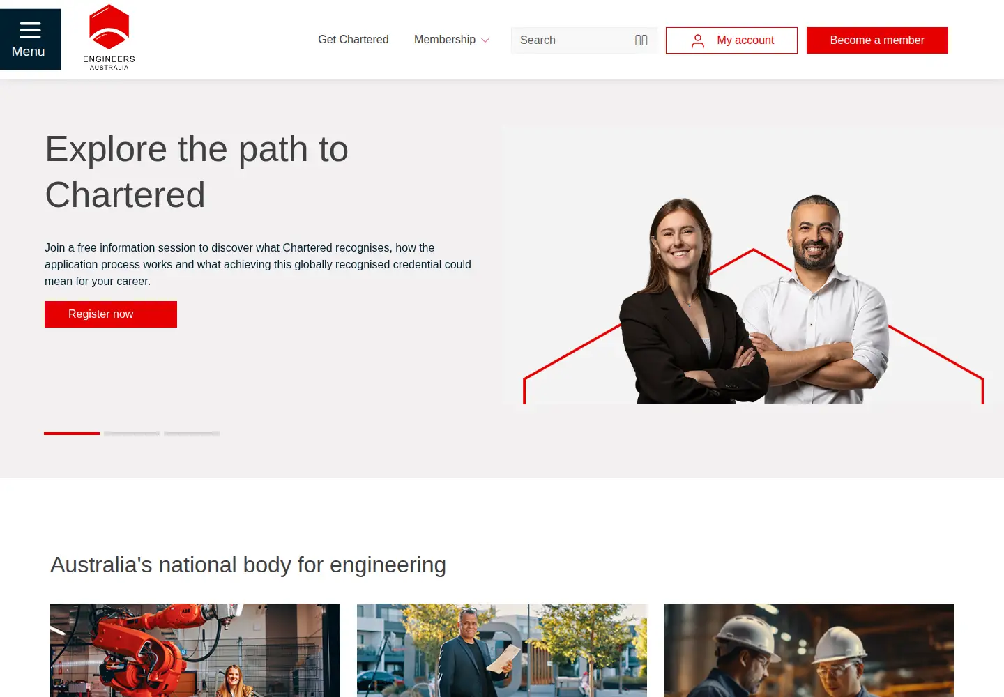 Captured homepage of engineersaustralia.org.au in the current scan