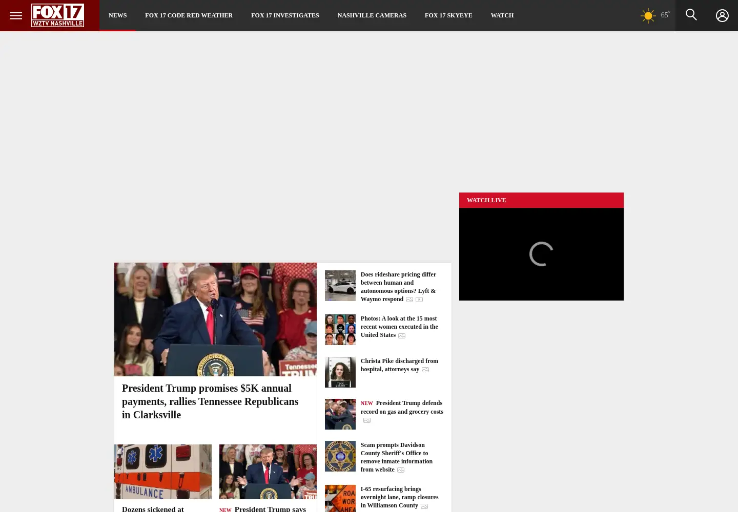 Screenshot of fox17.com