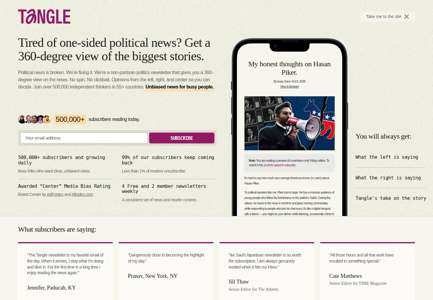 Screenshot of readtangle.com