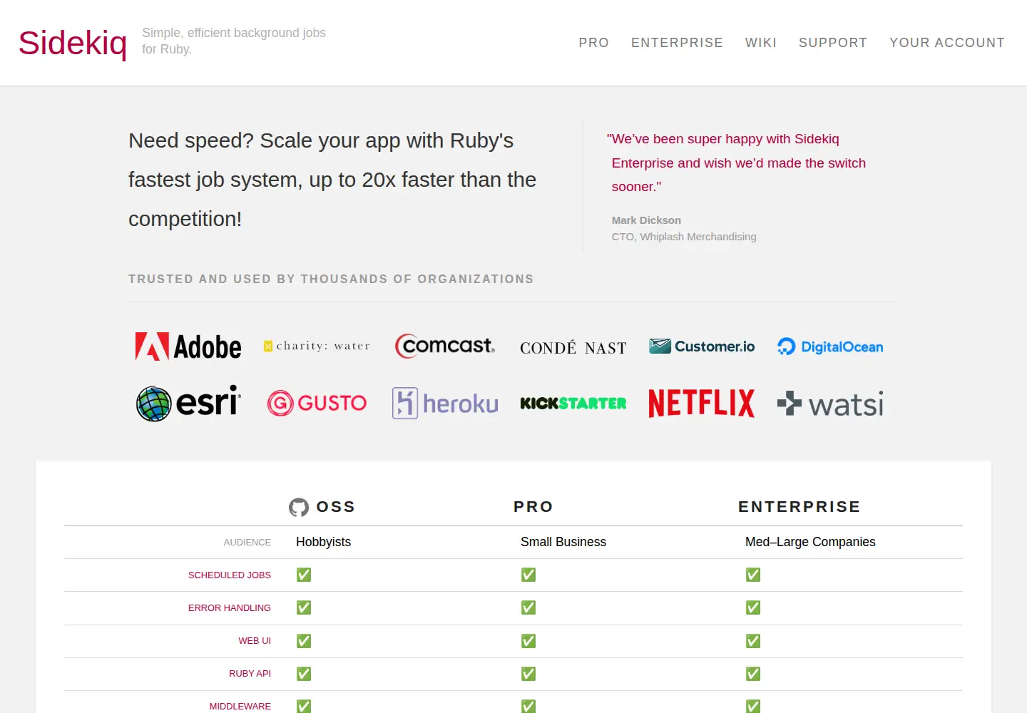 Captured homepage of sidekiq.org in the current scan