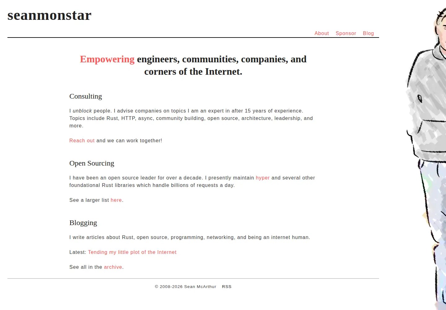 Captured homepage of seanmonstar.com in the current scan