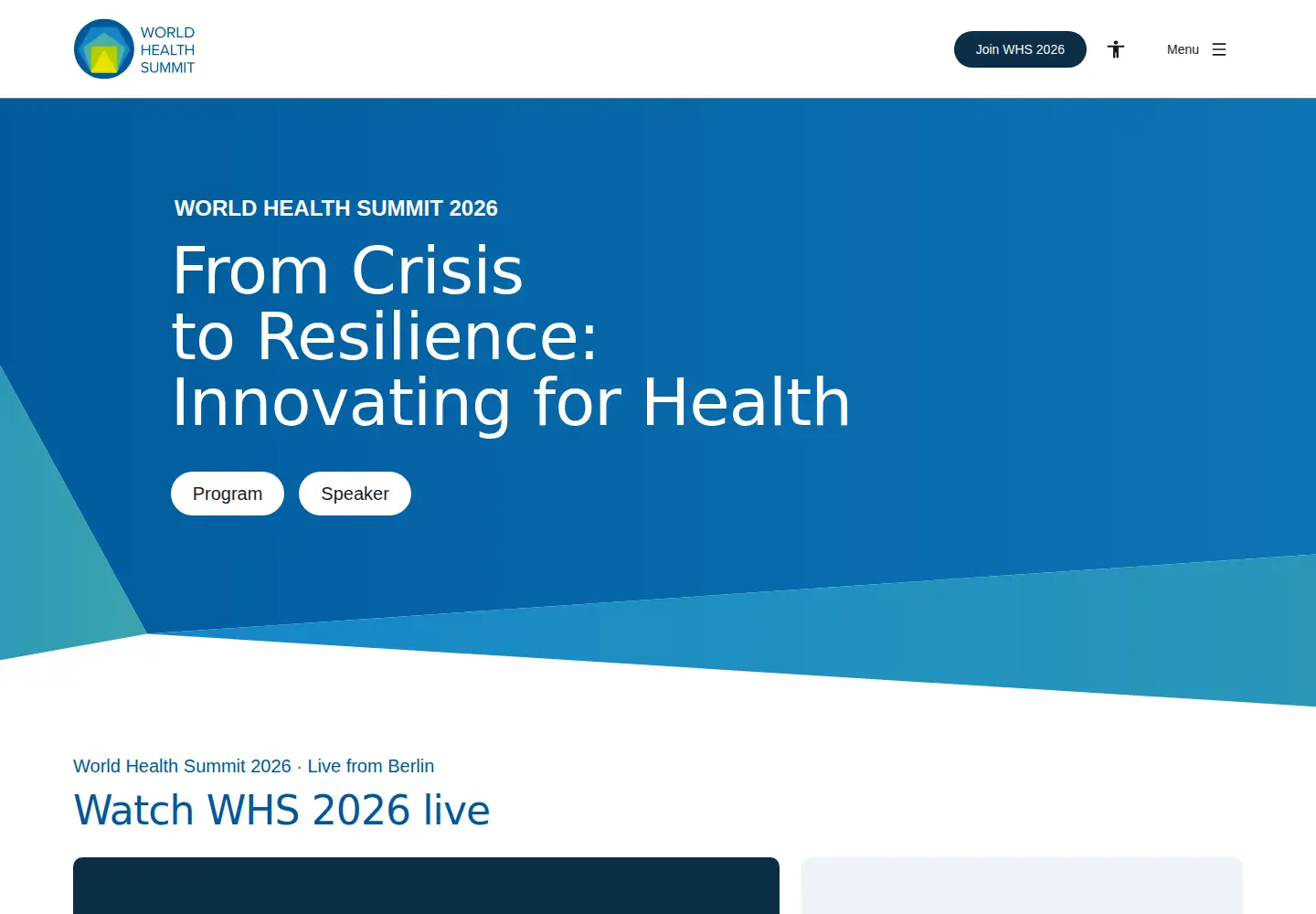 Captured homepage of worldhealthsummit.org in the current scan