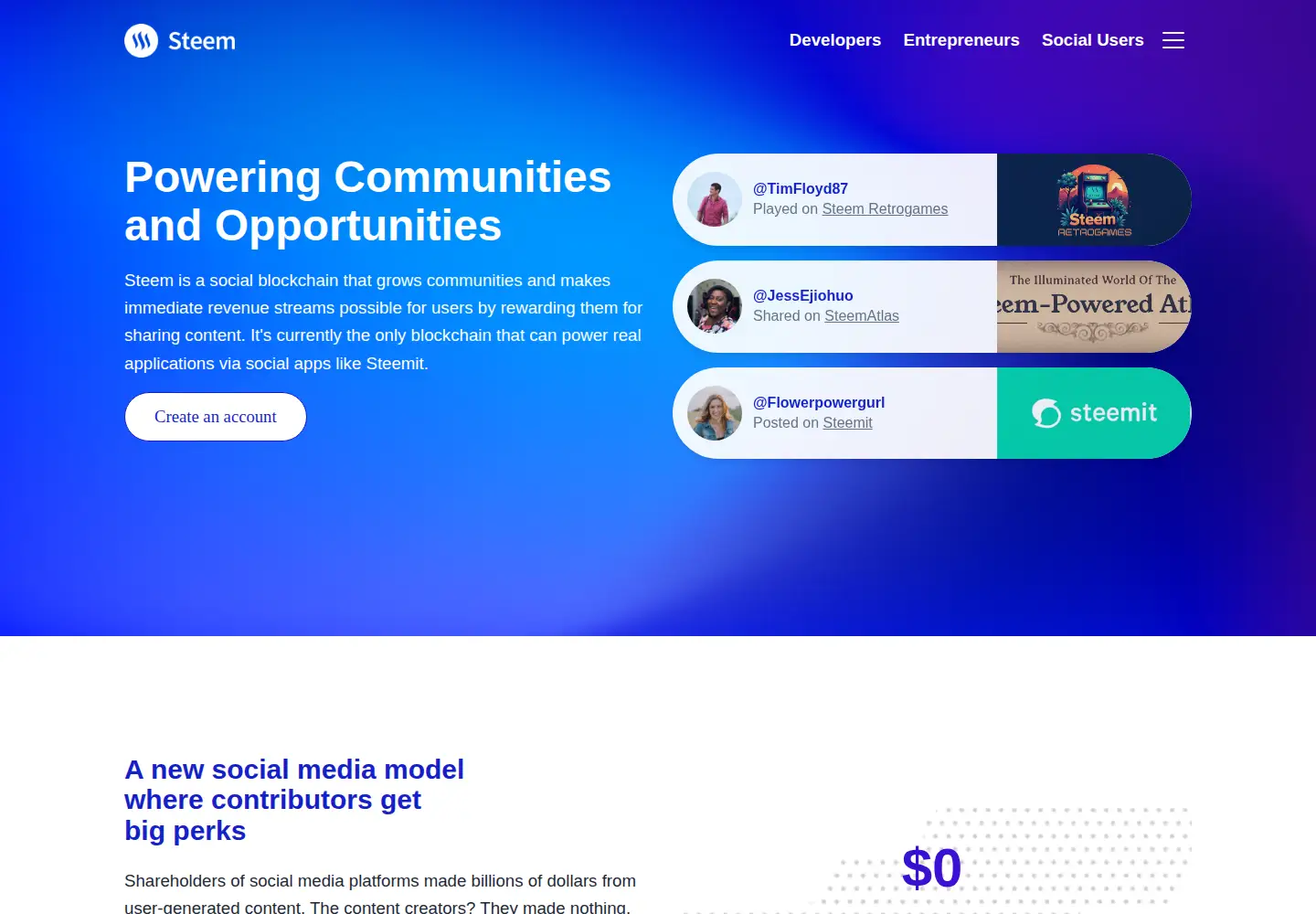Screenshot of steem.com