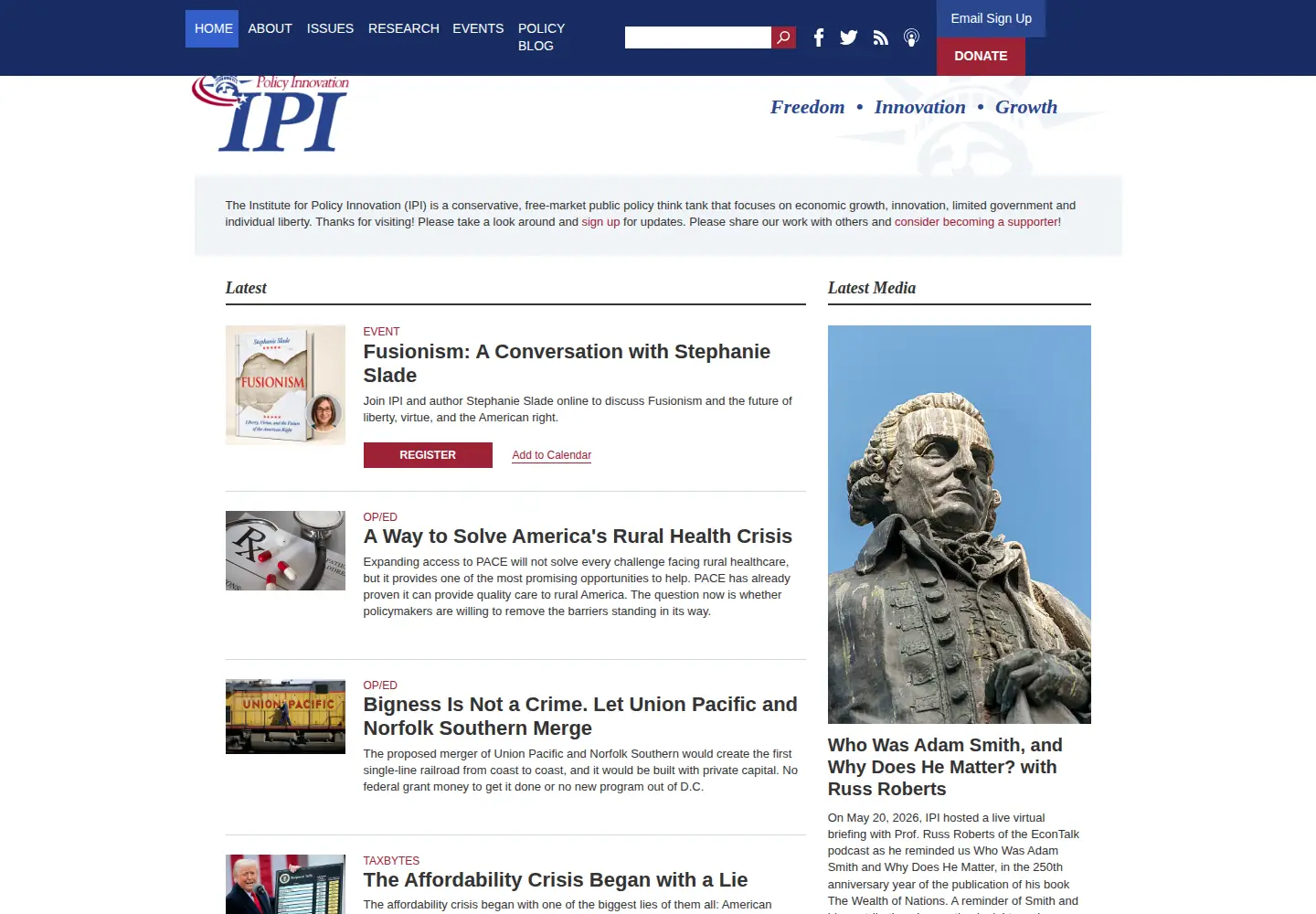 Captured homepage of ipi.org in the current scan