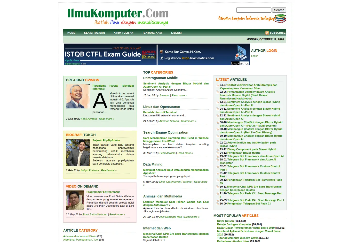 Captured homepage of ilmukomputer.org in the current scan