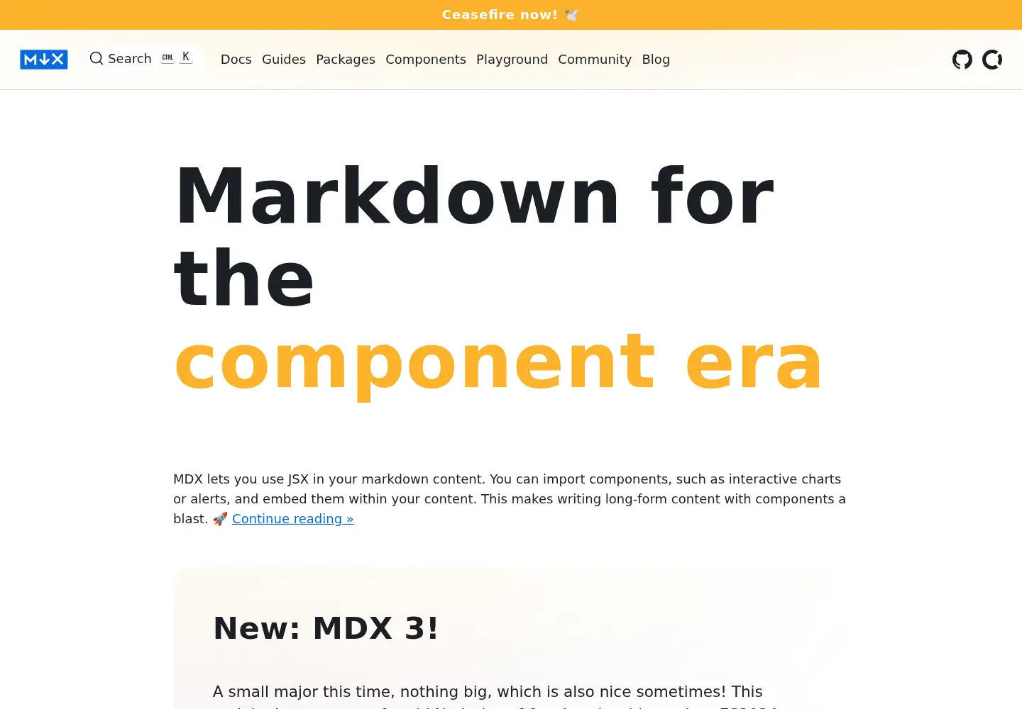 Captured homepage of mdxjs.com in the current scan