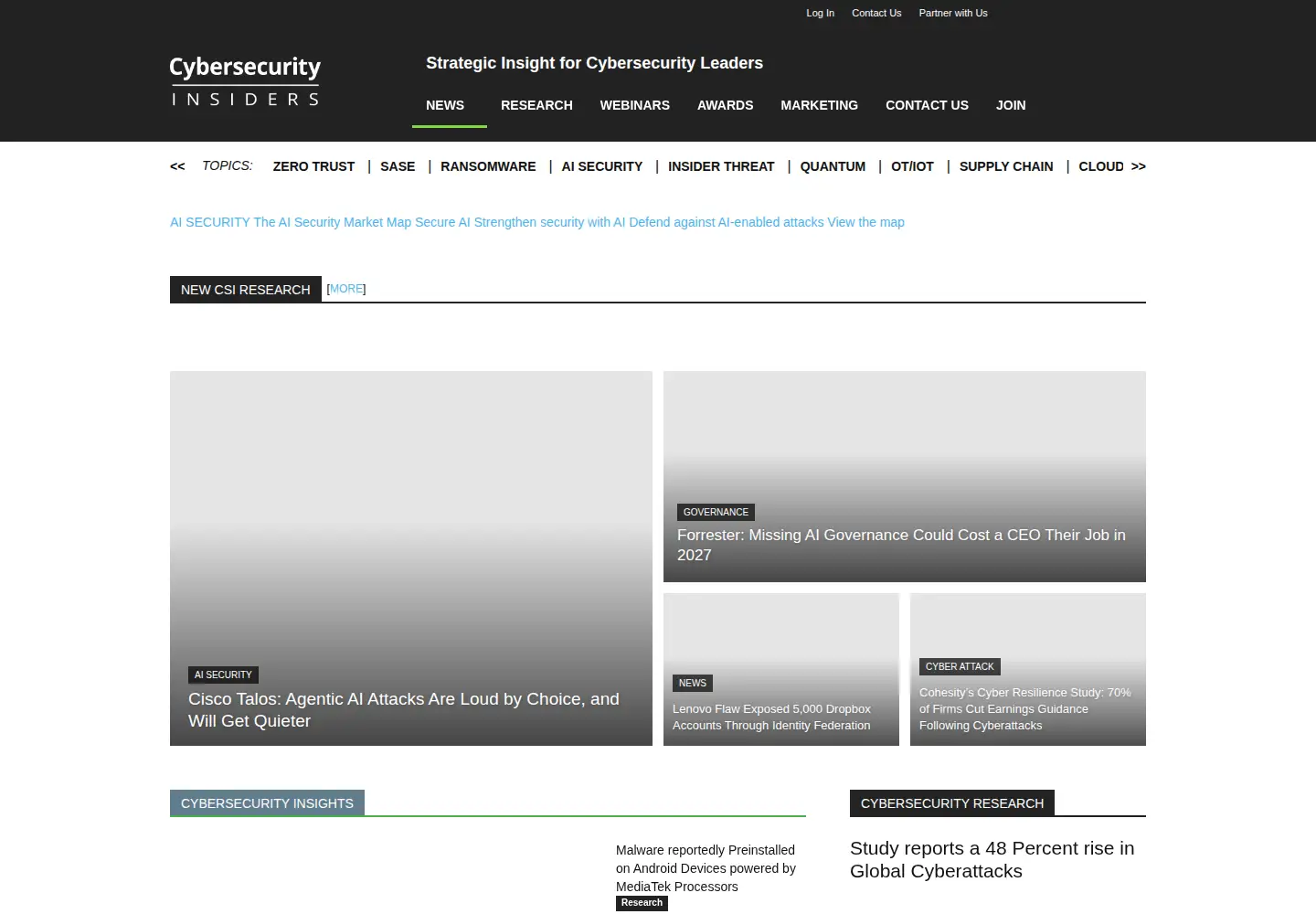 Captured homepage of cybersecurity-insiders.com in the current scan
