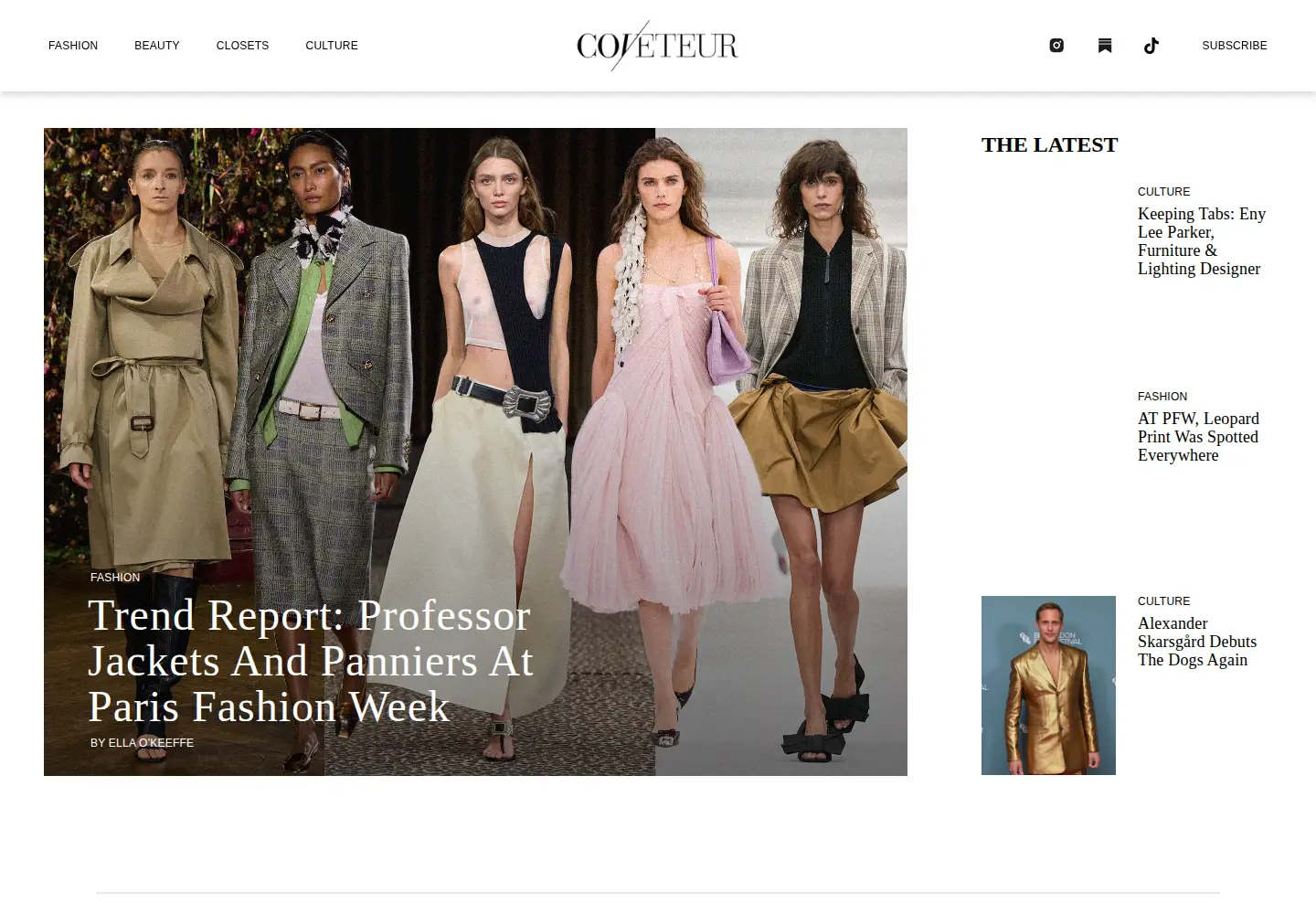 Captured homepage of coveteur.com in the current scan