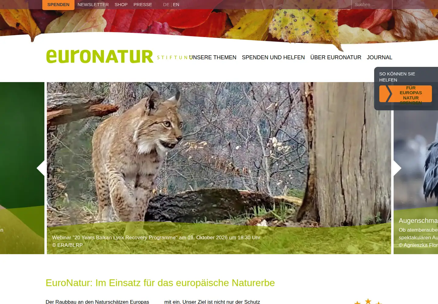 Screenshot of euronatur.org