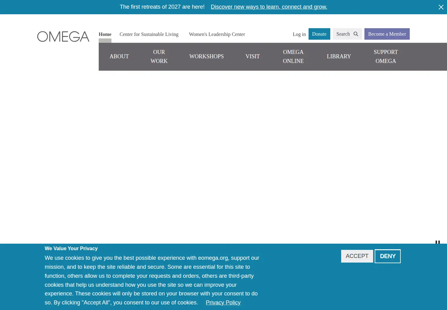 Captured homepage of eomega.org in the current scan