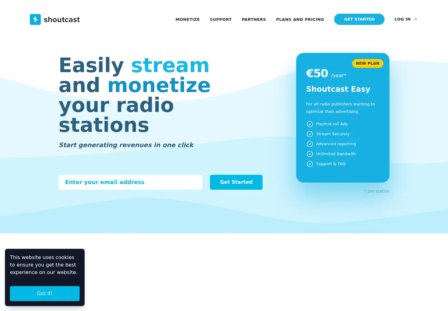 Screenshot of shoutcast.com