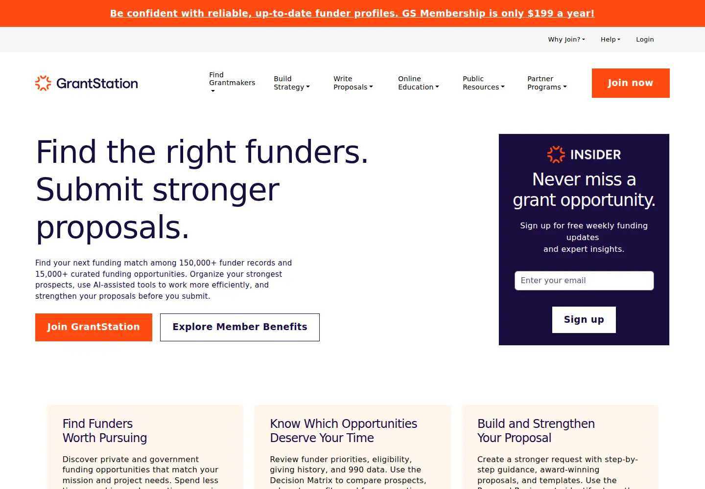 Captured homepage of grantstation.com in the current scan