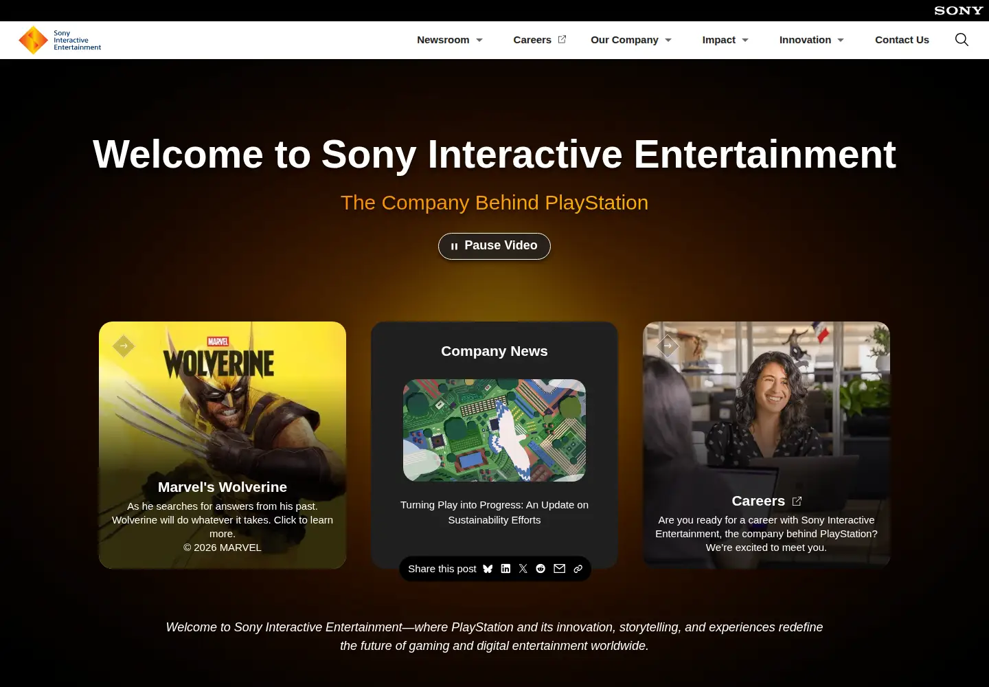 Screenshot of sonyinteractive.com