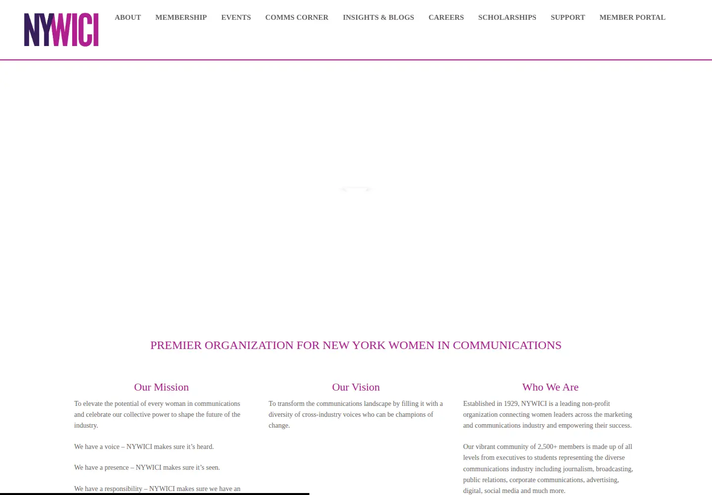 Captured homepage of nywici.org in the current scan